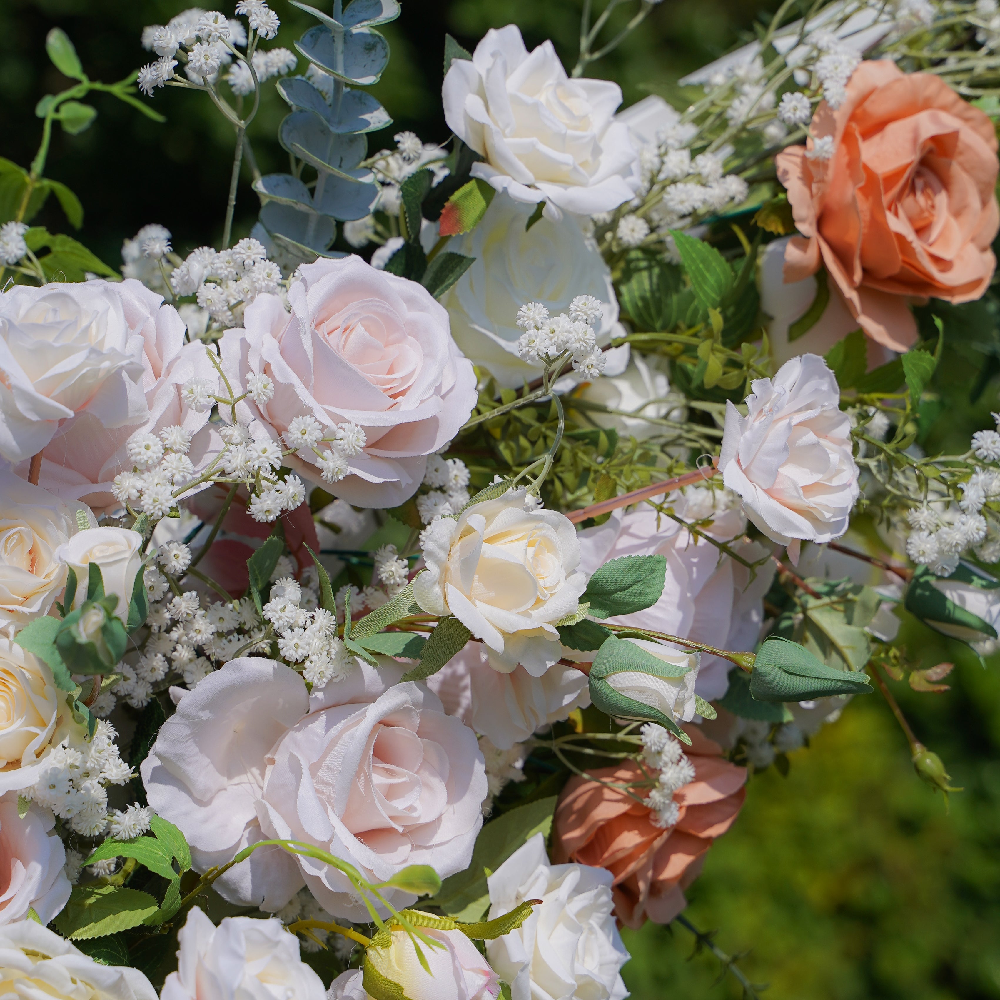 A002 White Pink Rose Article Flower Arch For Wedding