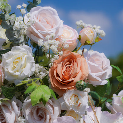 A002 White Pink Rose Article Flower Arch For Wedding