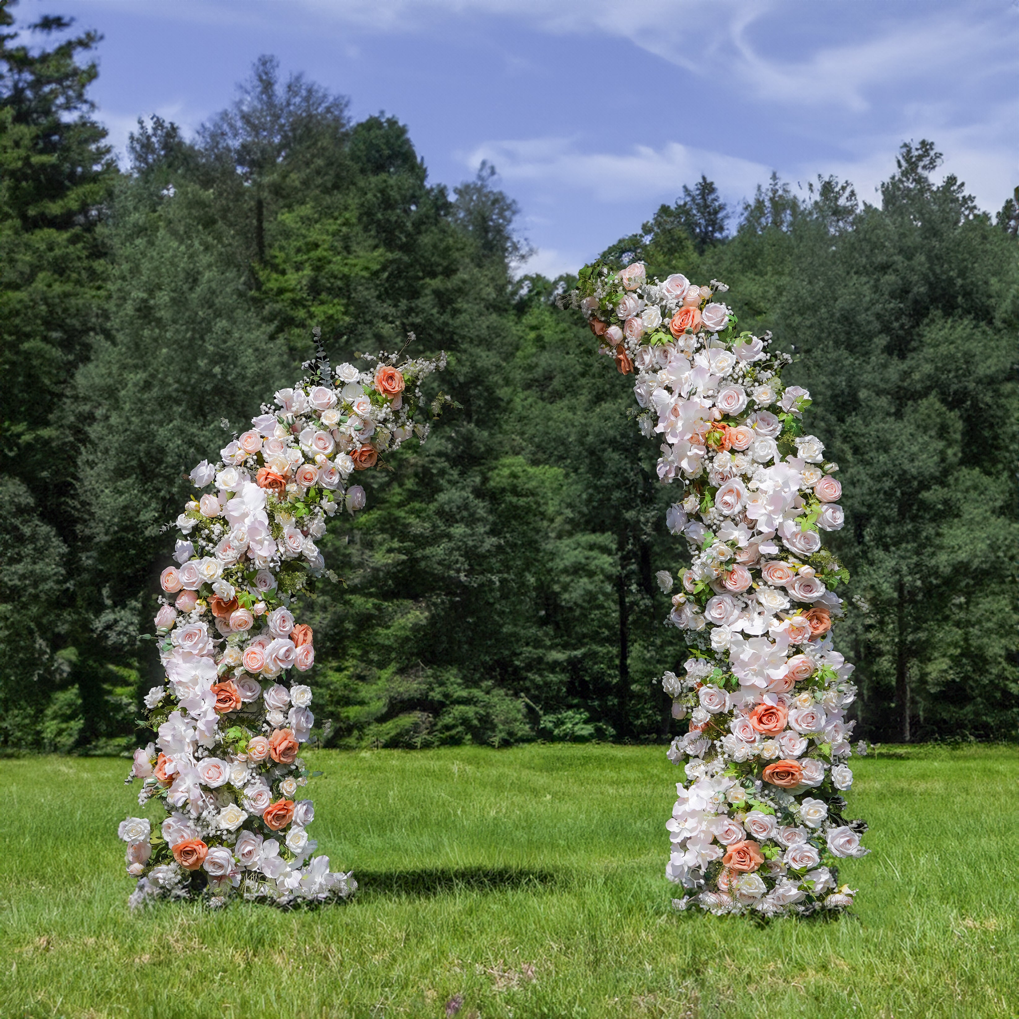 A002 White Pink Rose Article Flower Arch For Wedding