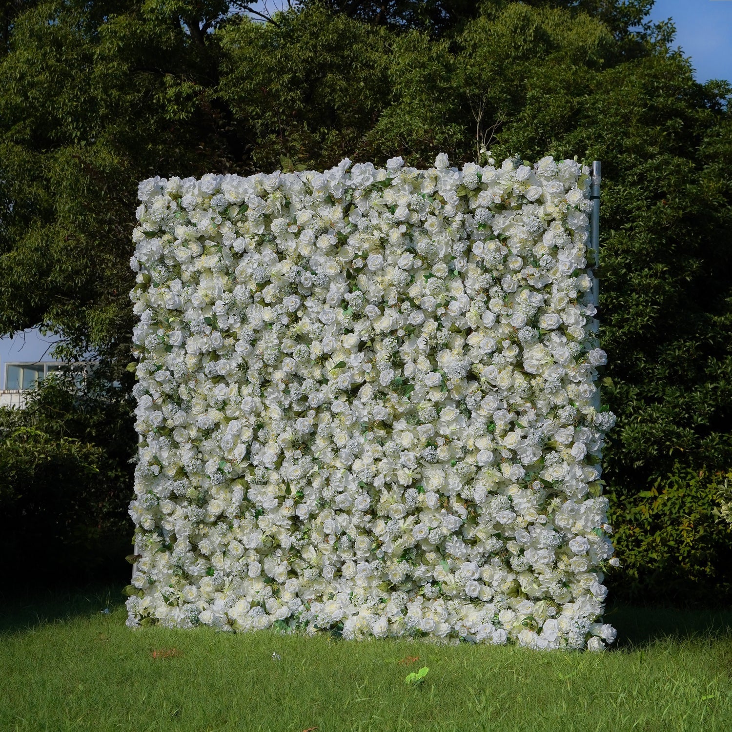 W056 White Artificial Flower Wall For Wedding  Events Backdrop