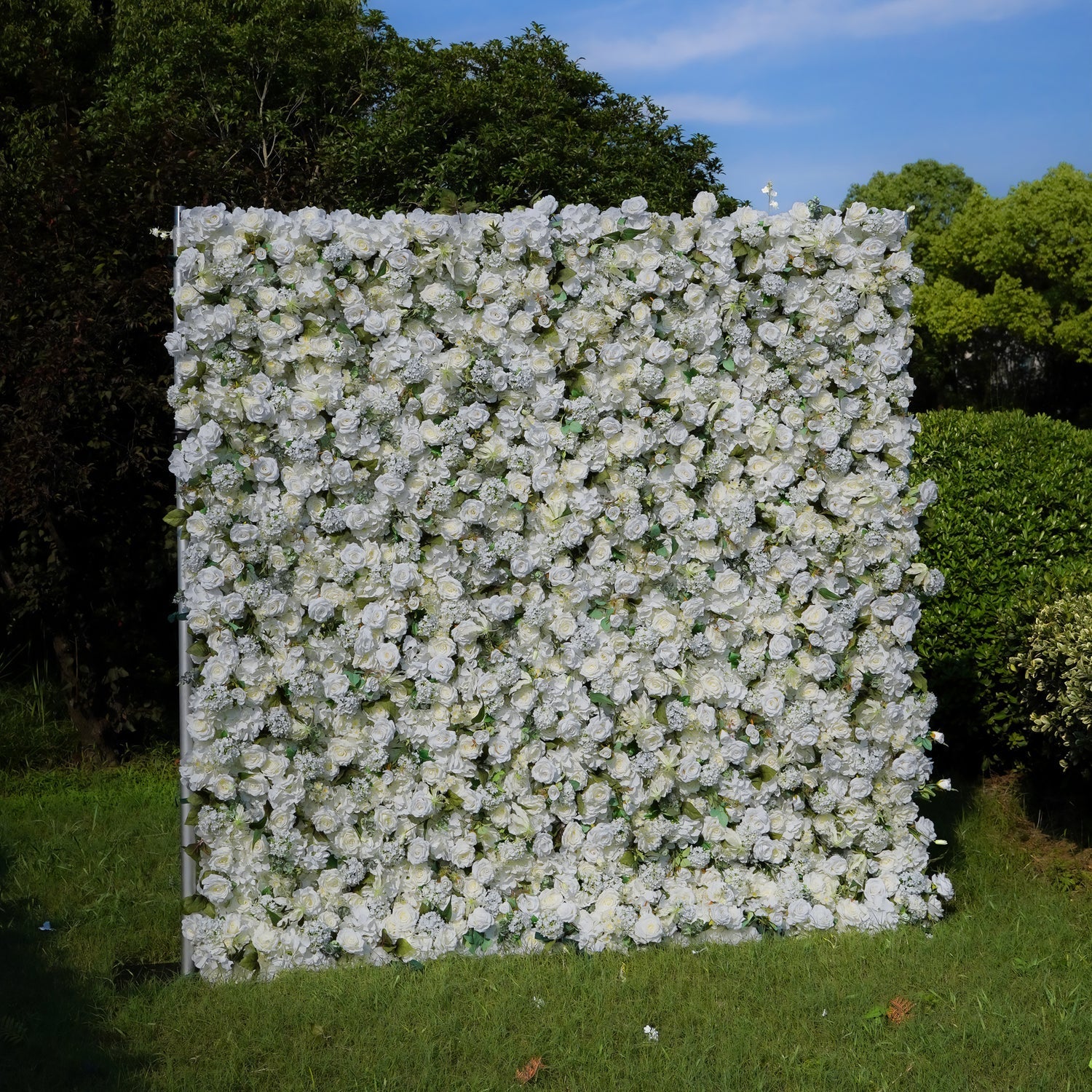 W056 White Artificial Flower Wall For Wedding  Events Backdrop