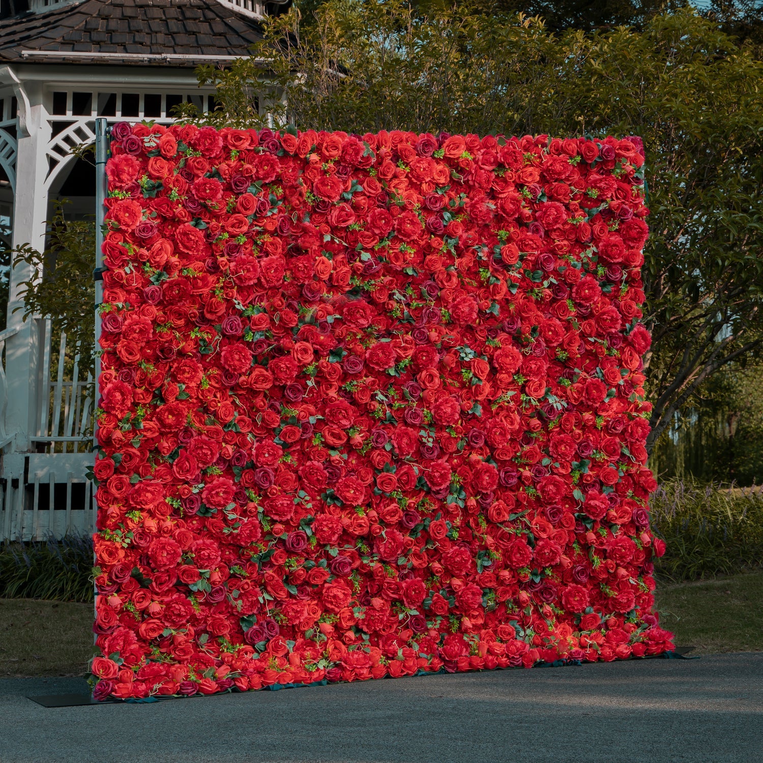 W063 Red Rose Artificial Flower wall Wedding Party Backdrop