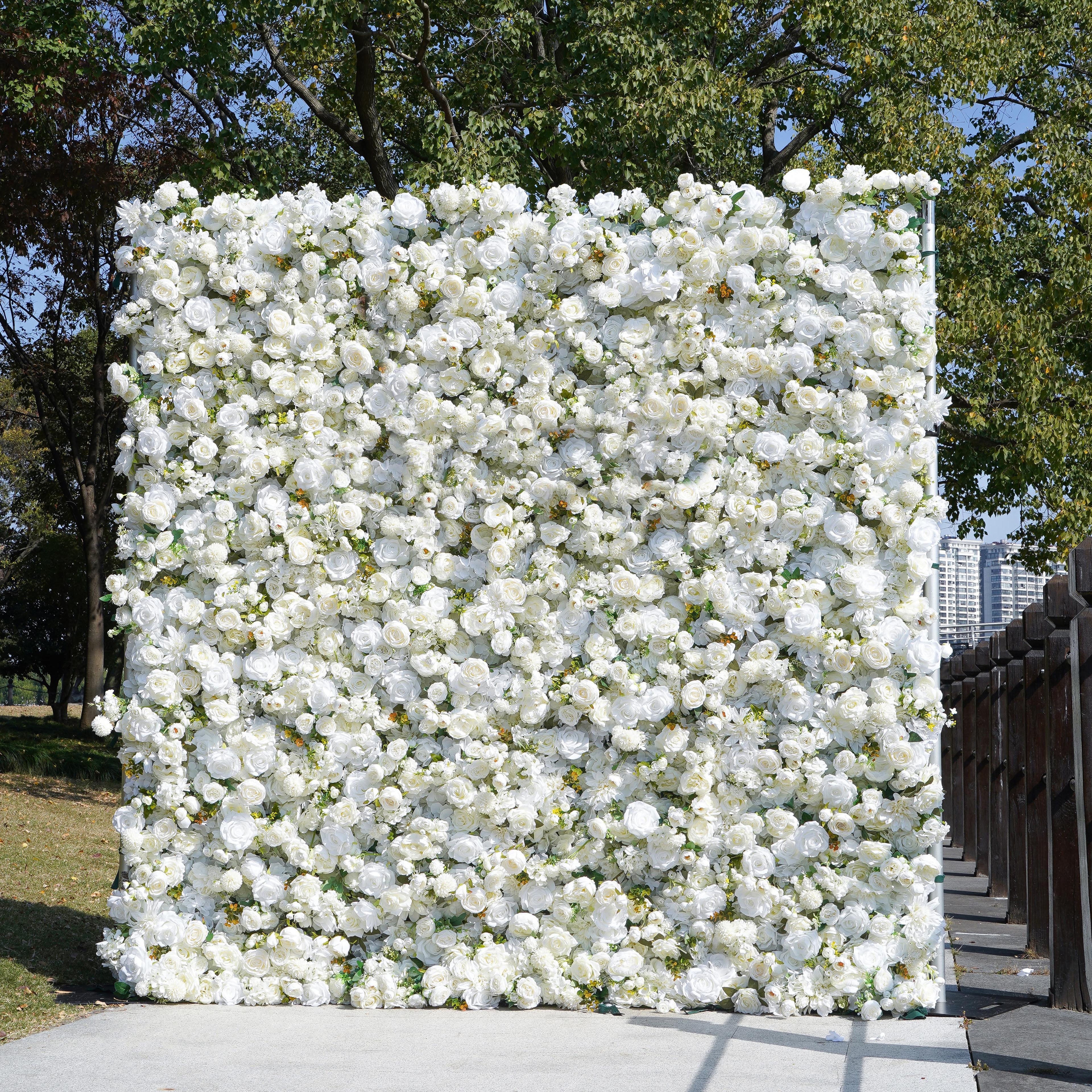 W008 White Flowers Wedding Party Artificial Flower Backdrop Wall