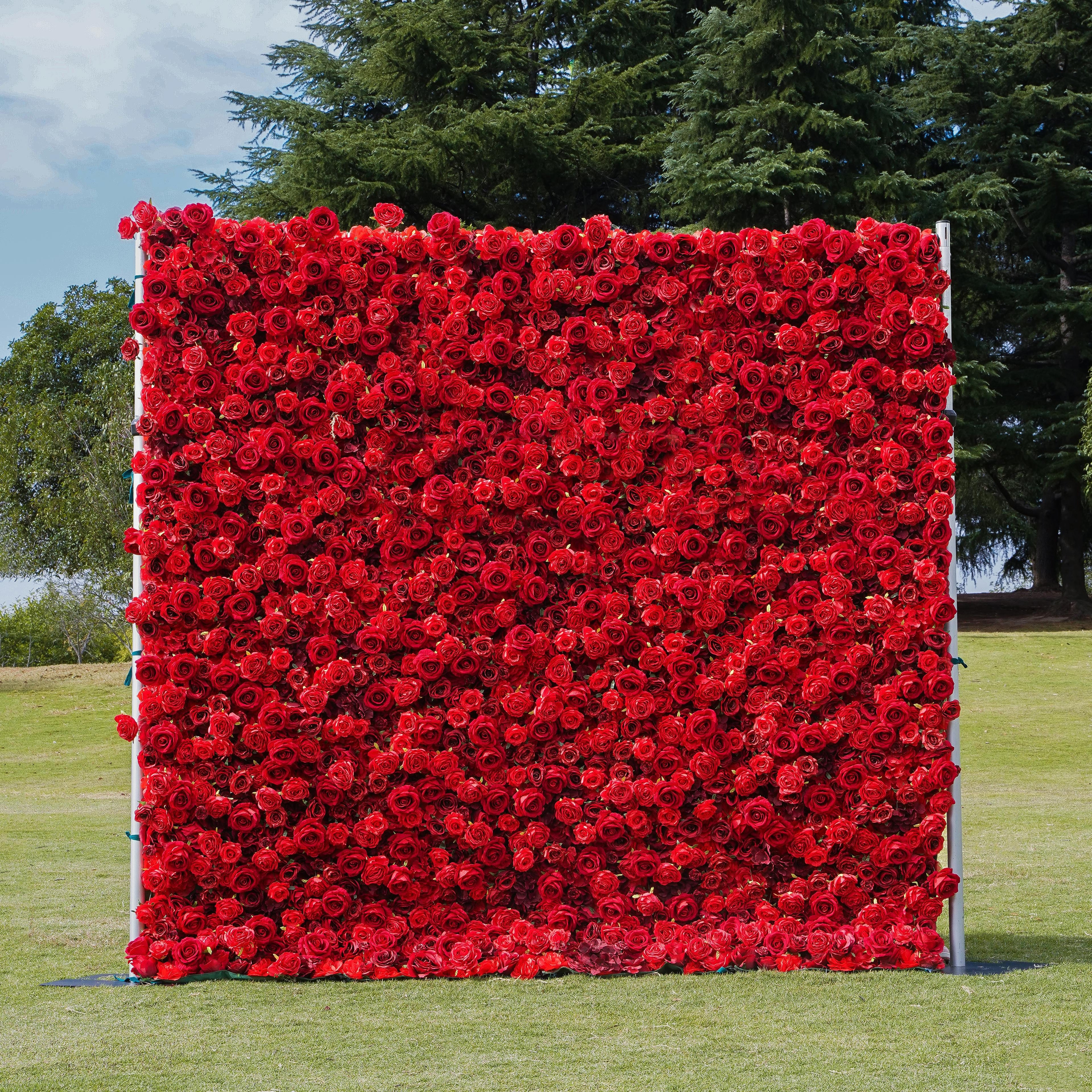 W013 Red Rose Wedding Artificial Flower Wall Backdrop