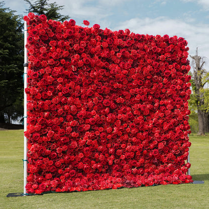 W013 Red Rose Wedding Artificial Flower Wall Backdrop