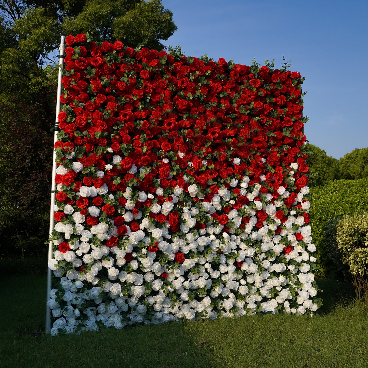 W023 Red White Roses Wedding Artificial Flower Wall Backdrop