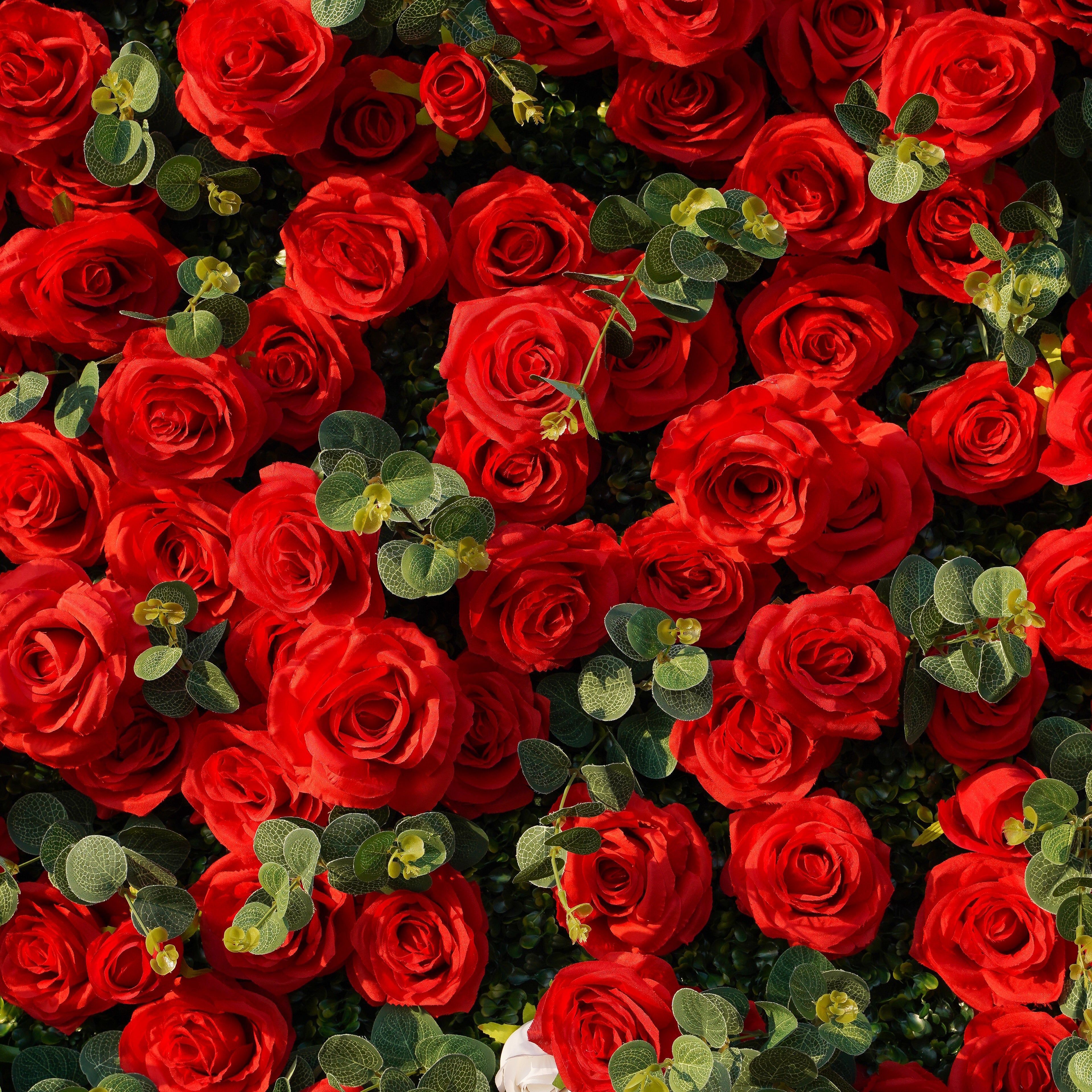 W023 Red White Roses Wedding Artificial Flower Wall Backdrop