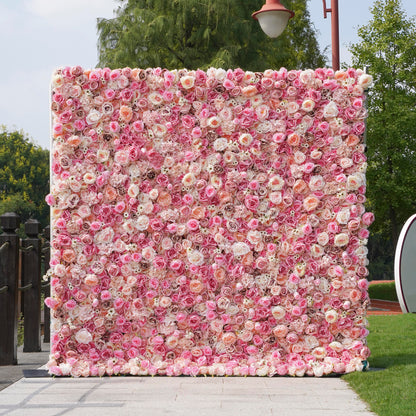 W038 Pink Rose Wedding Artificial Flower Wall Party Backdrop