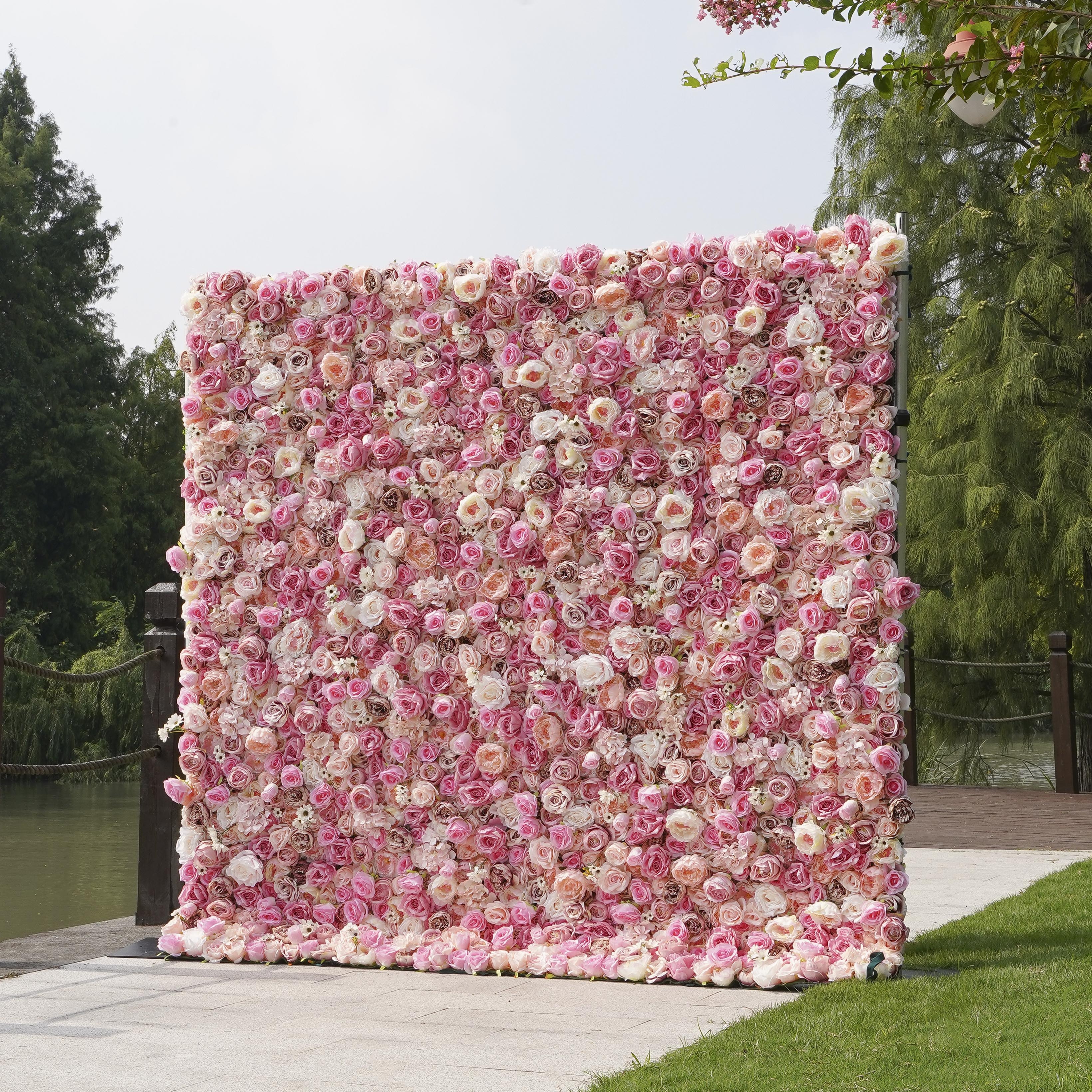 W038 Pink Rose Wedding Artificial Flower Wall Party Backdrop