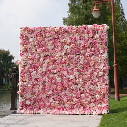 W038 Pink Rose Wedding Artificial Flower Wall Party Backdrop