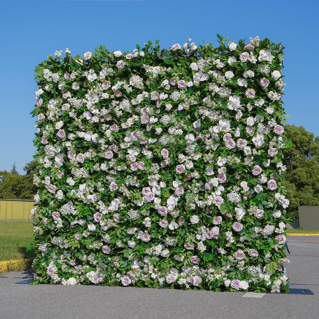 W039 Green Purple Wedding Artificial Flower Wall Party Backdrop