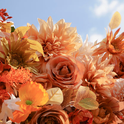 W044 Orange Artificial Flower wall For Wedding Backdrop