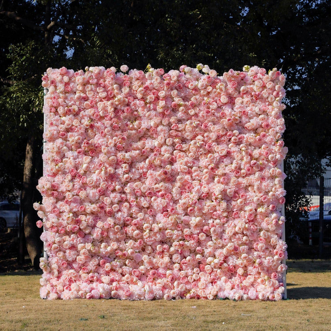 W046 Pink Rose Artificial Flower Wall For Wedding Party Backdrop