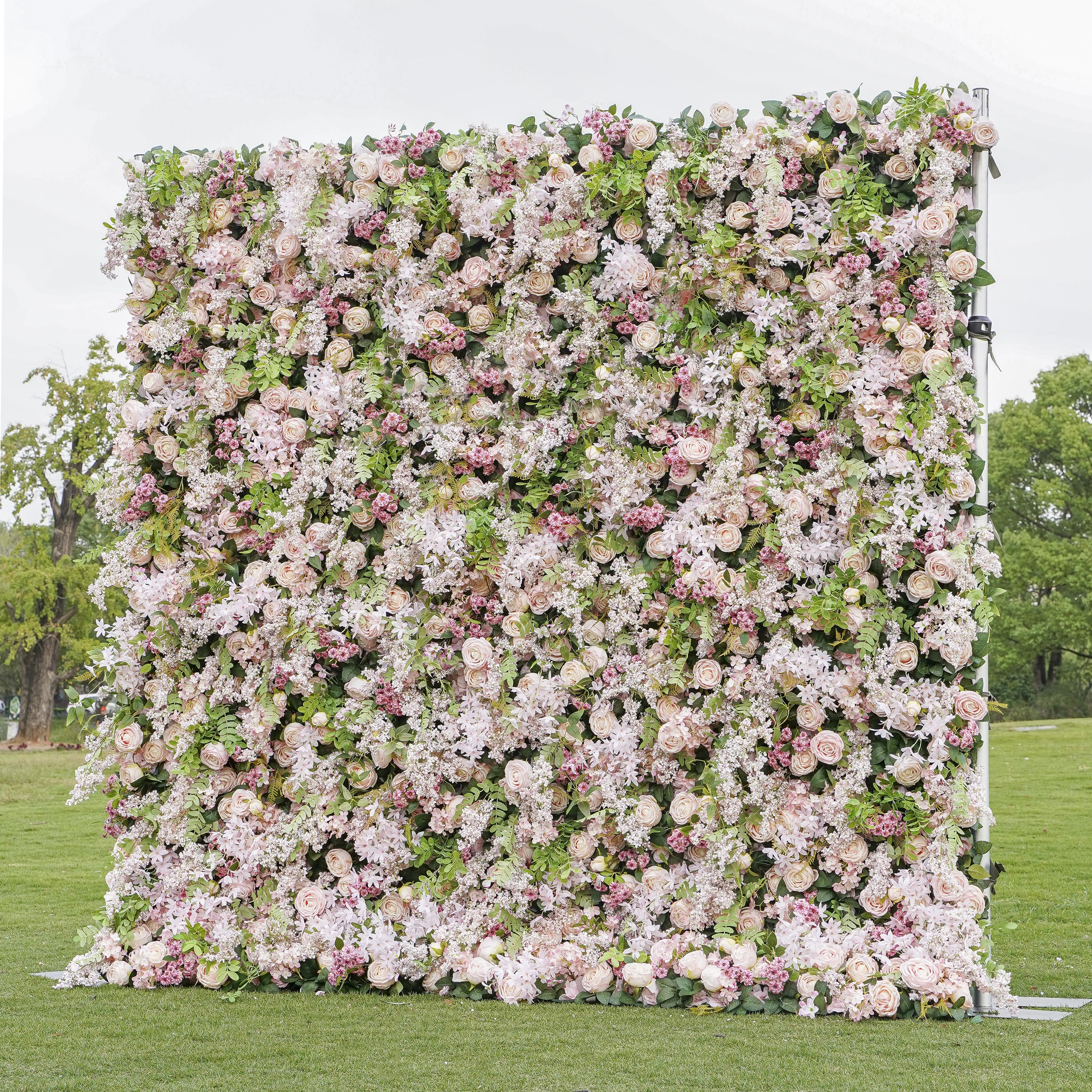 W051 Pink Artificial Flower wall Backdrop For Wedding  Party