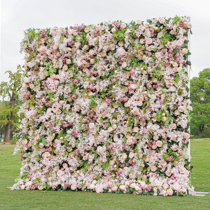 W051 Pink Artificial Flower wall Backdrop For Wedding  Party