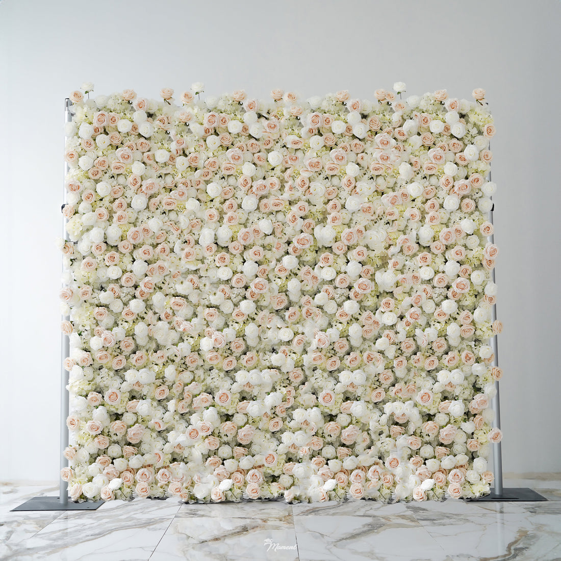 W042 White And Champagne Roses Artificial Flower wall wedding