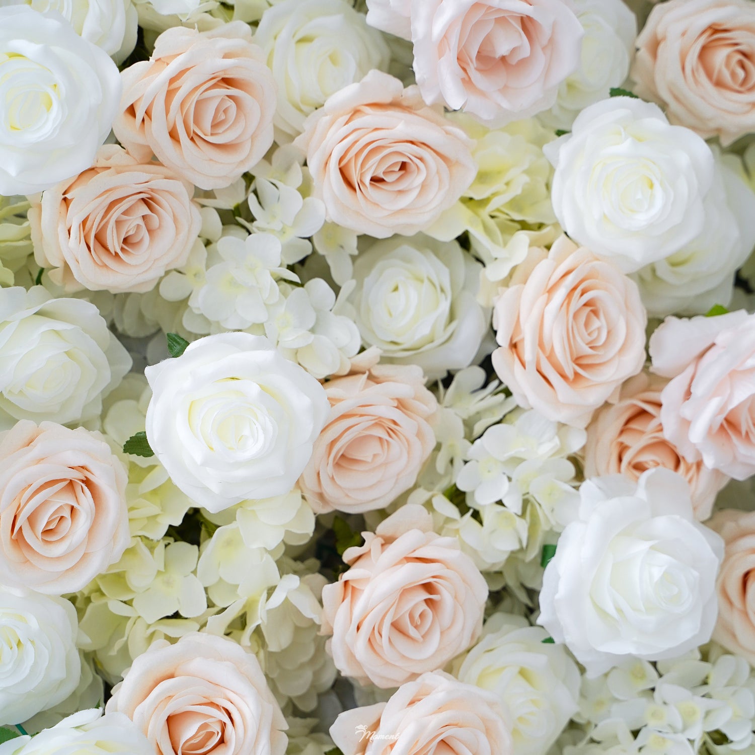 W042 White And Champagne Roses Artificial Flower wall wedding